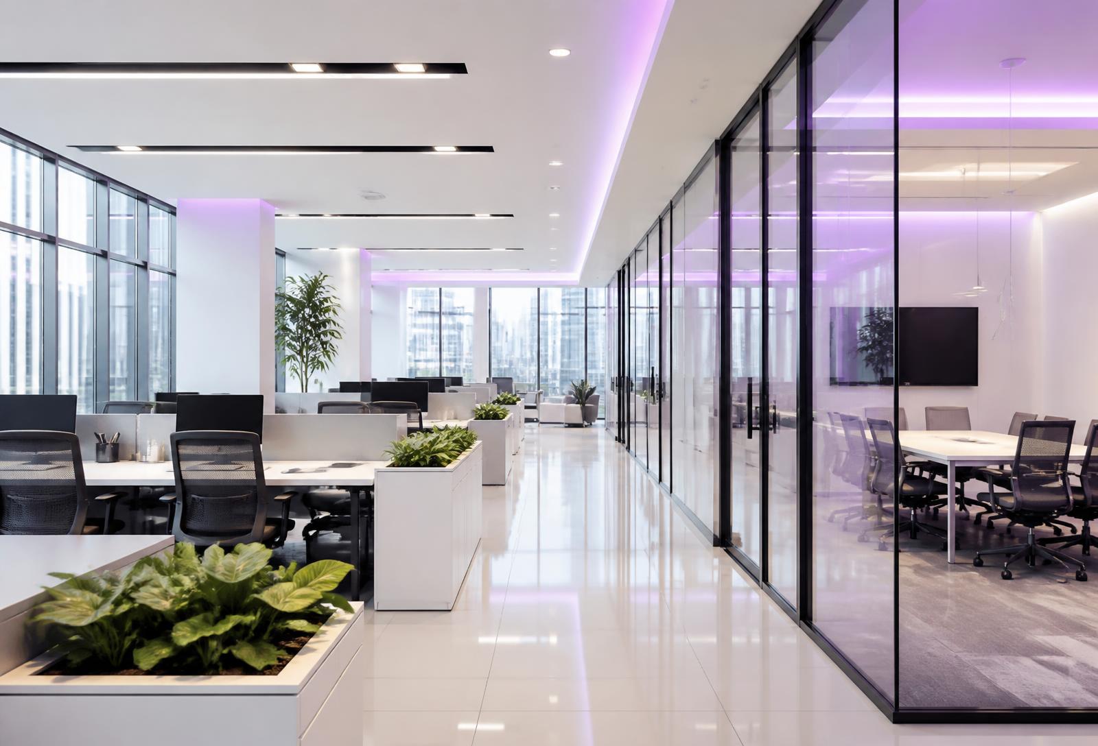 Immaculate modern open-plan office after a professional cleaning